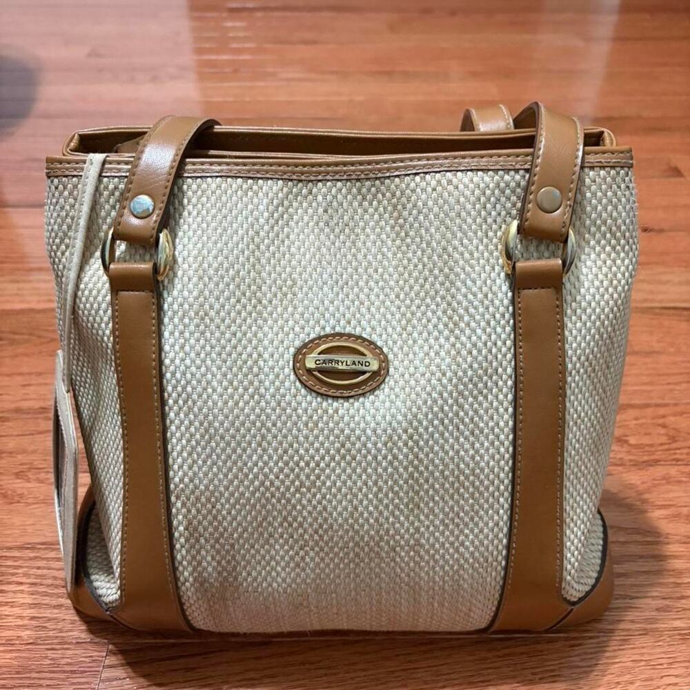 Cream and tan woven leather